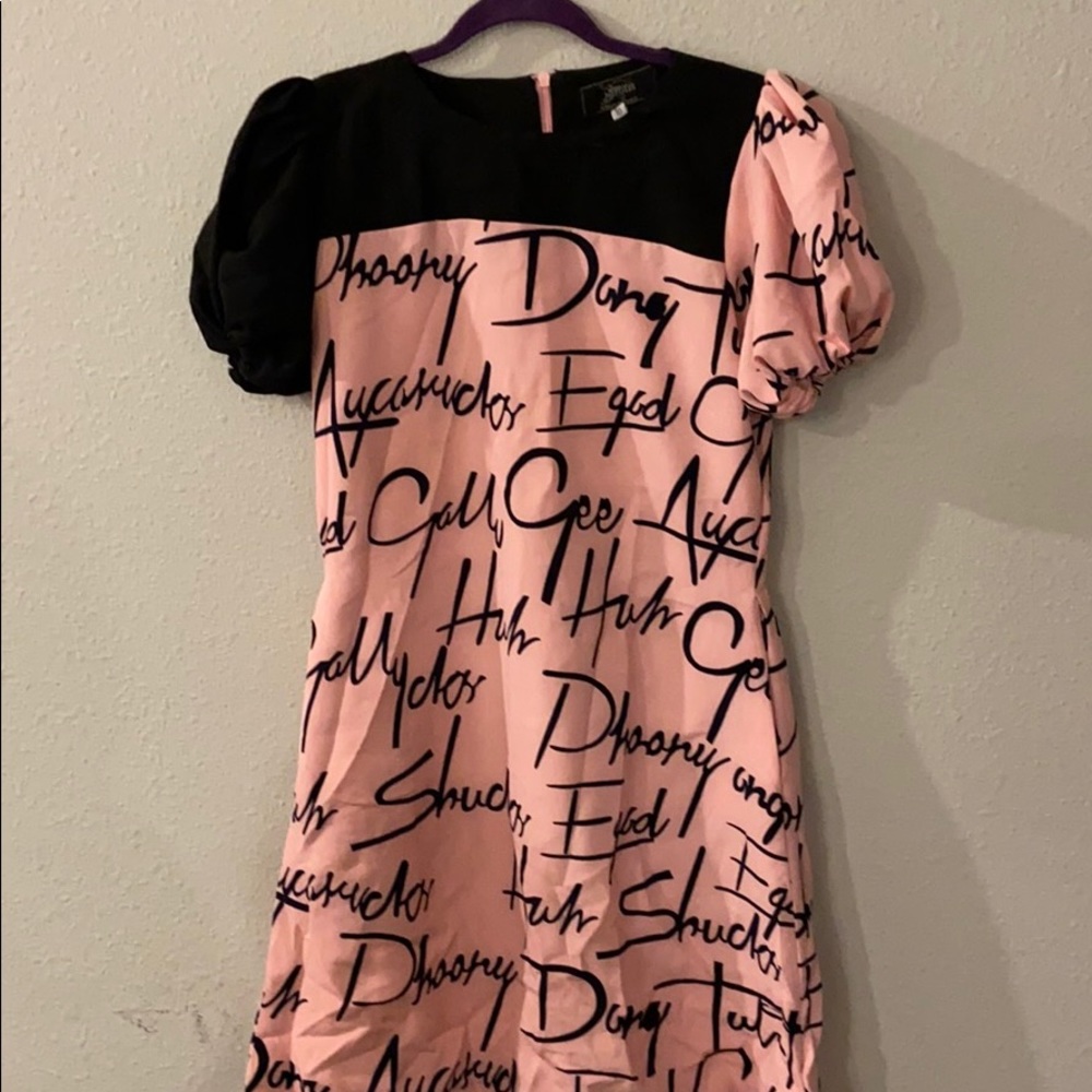 Pink and black dress